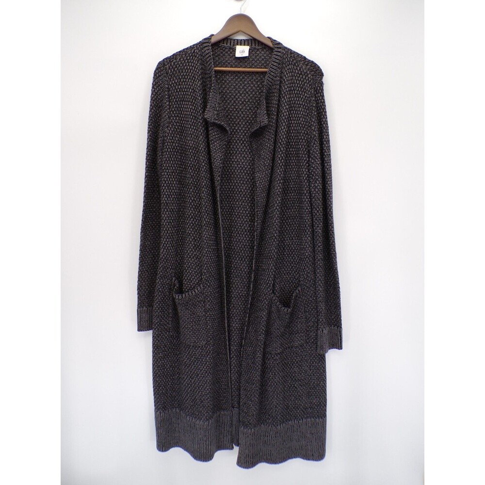 Cabi Lara Cardigan Sweater Duster Gray Pockets Open Front Size Medium #3166